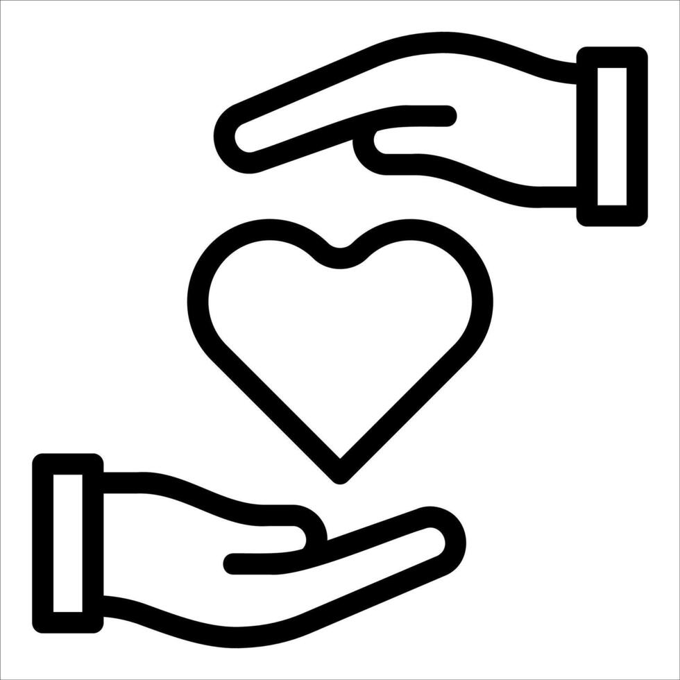 Two hands holding a heart icon vector
