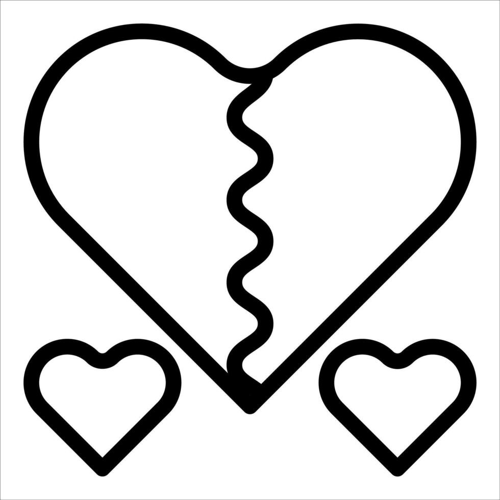 A broken heart icon with two hearts vector