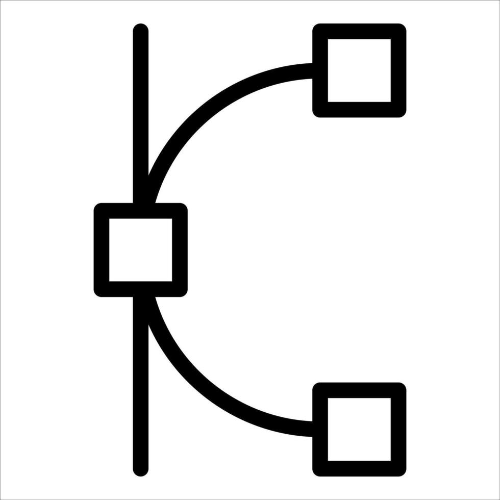 A black and white image of a line with a square in the middle vector