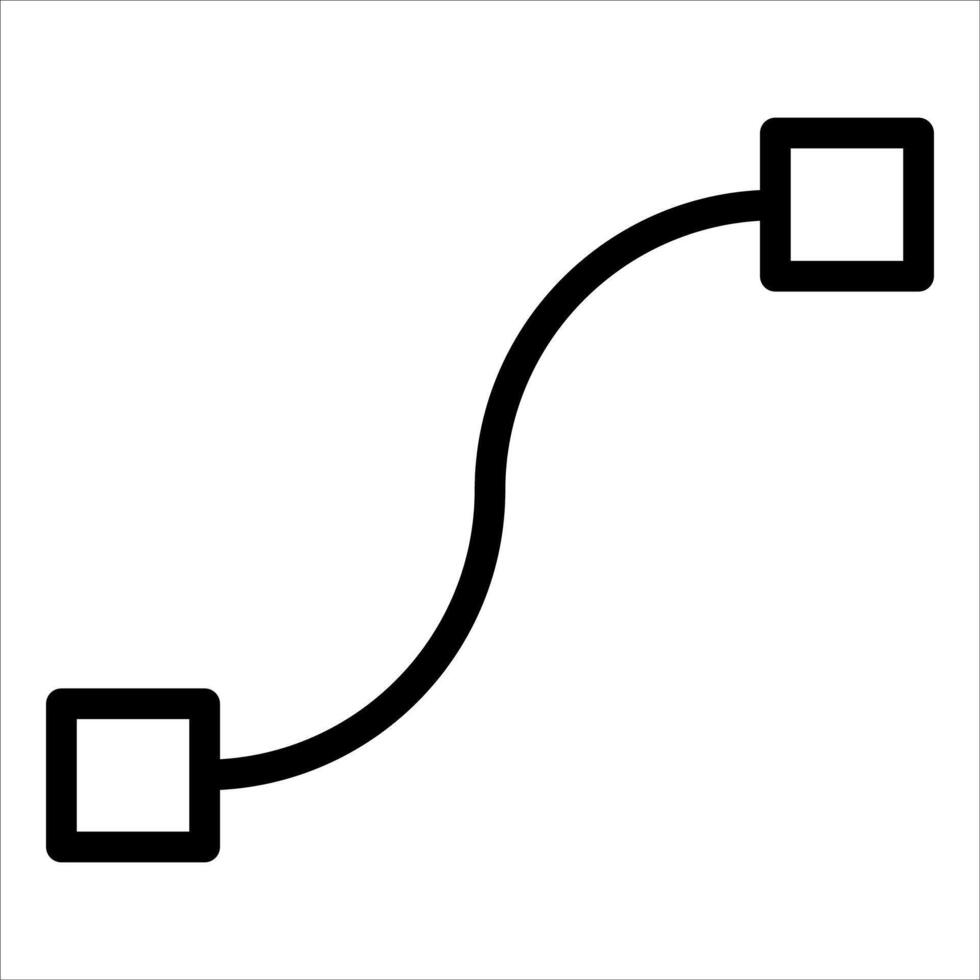A black and white icon of a line with two squares vector