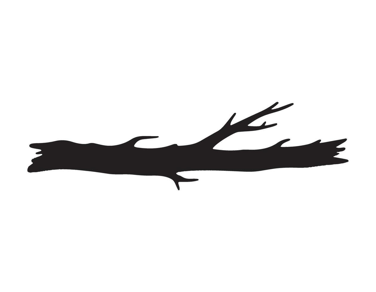 Black and White Silhouette of a Fallen Tree Branch Nature Illustration vector