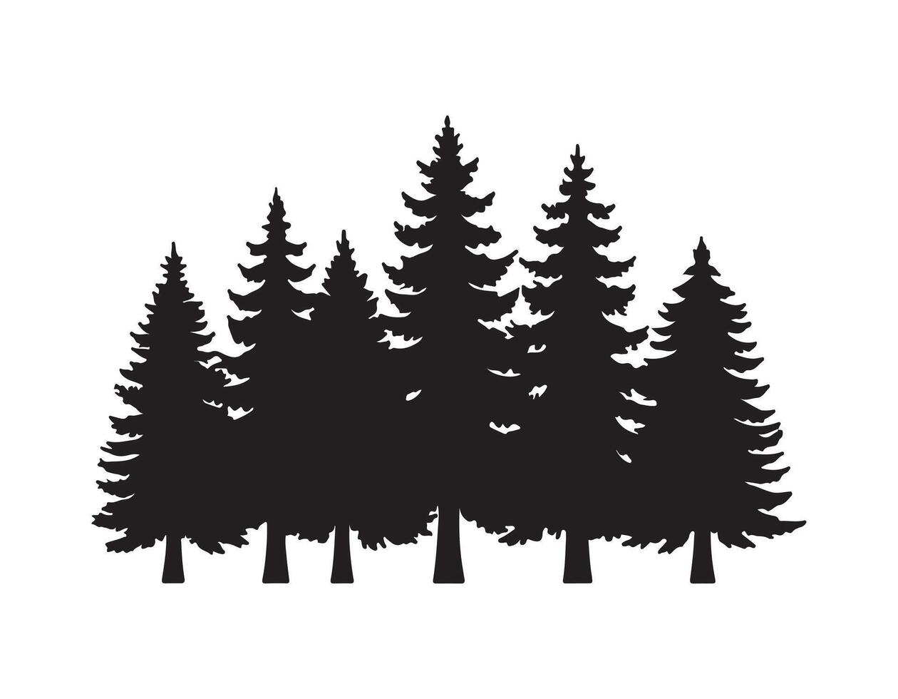 Majestic Silhouette of Evergreen Pine Trees A Black and White Forest Illustration vector