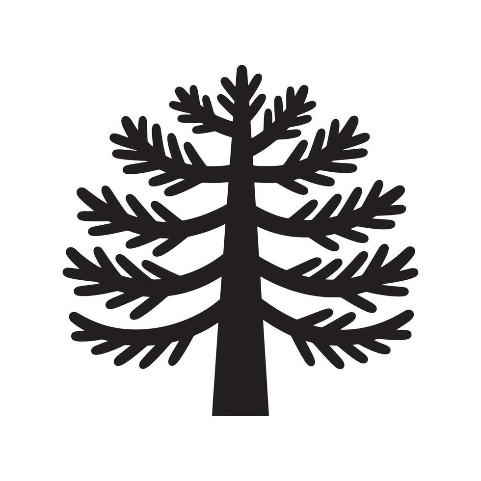 Stylized Black Silhouette of a Coniferous Tree Nature Illustration vector