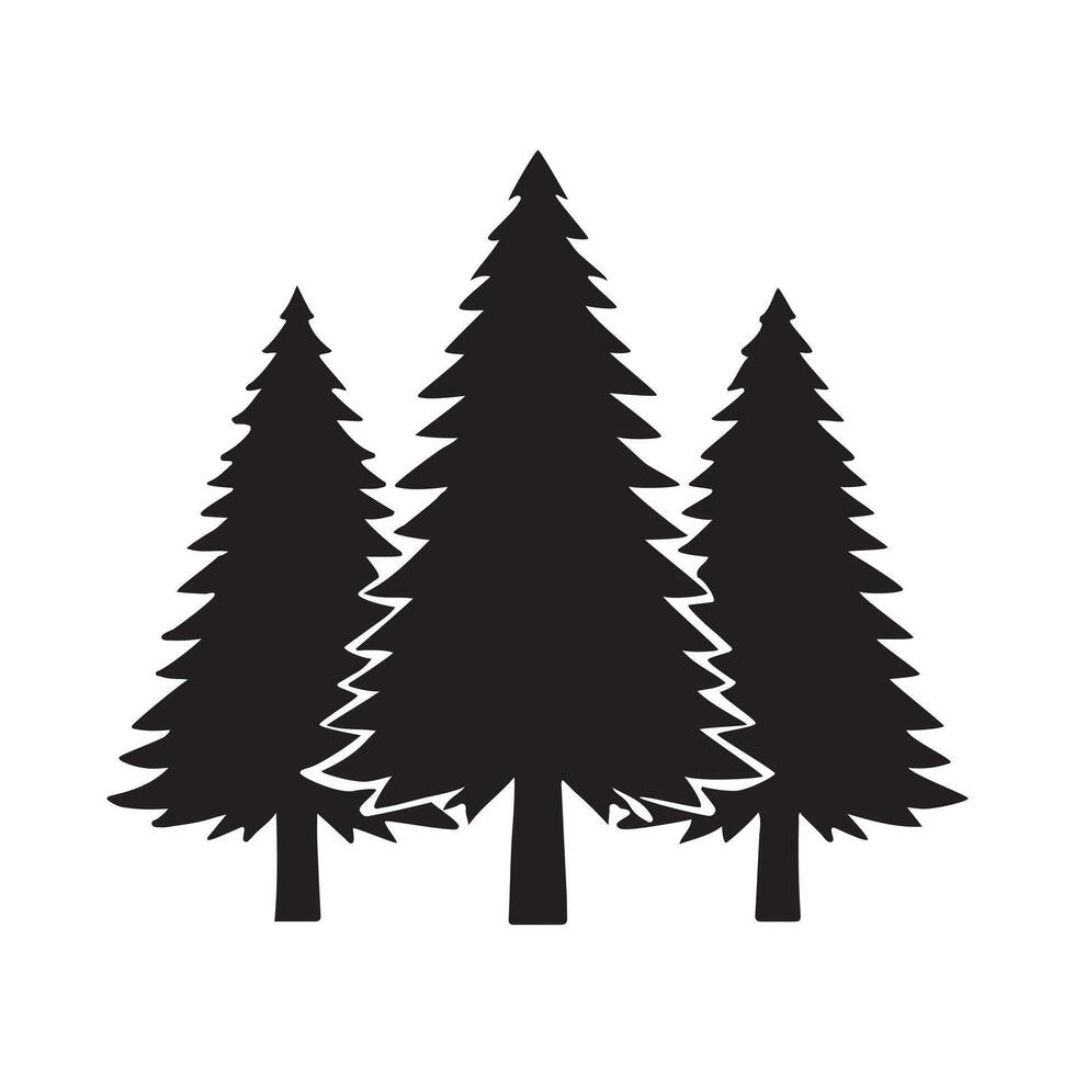 Three Silhouettes of Evergreen Trees A Simple Nature Illustration vector
