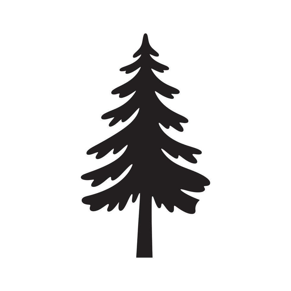 Simple Silhouette of an Evergreen Tree Illustration vector