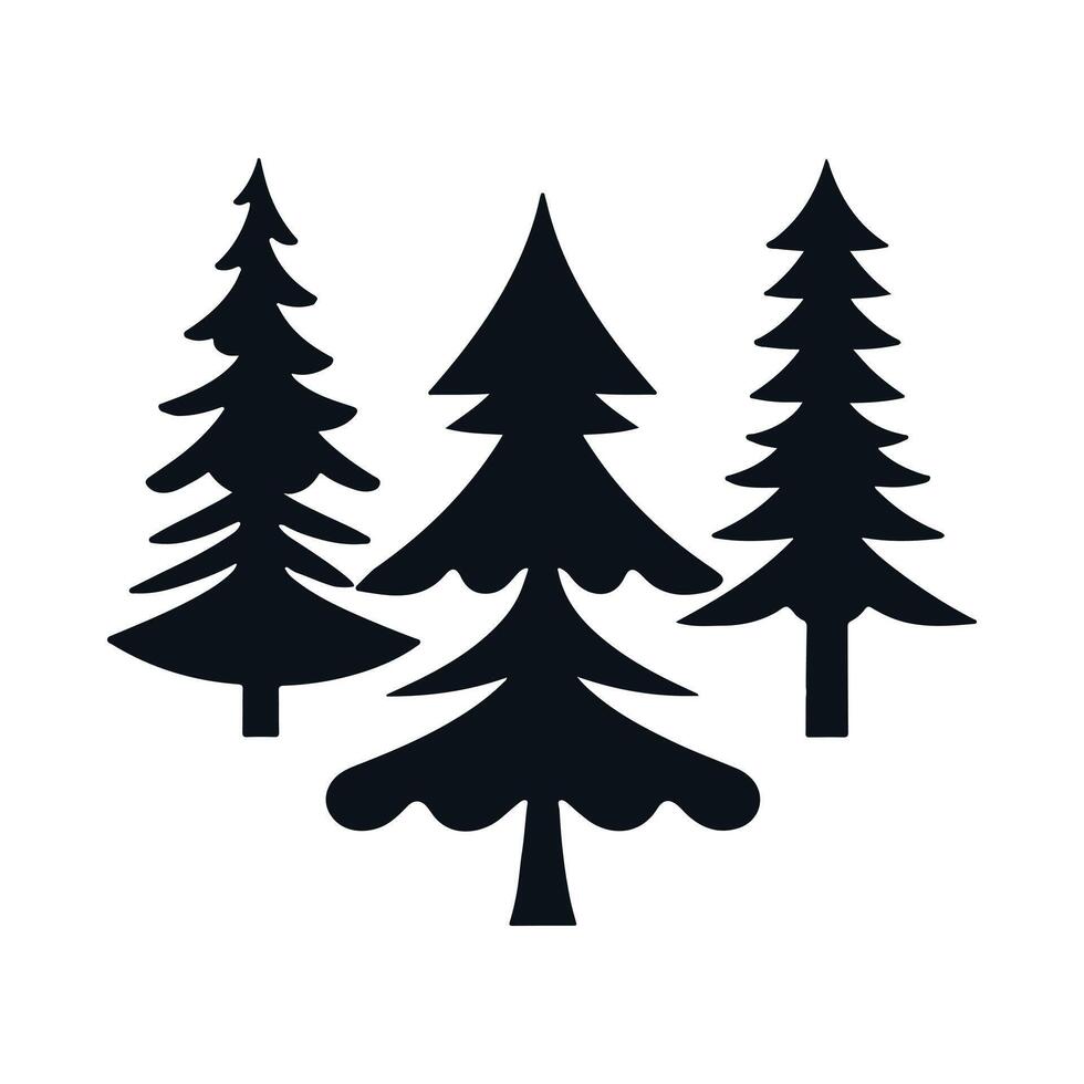 Silhouette of Three Pine Trees Nature's Simple Elegance vector