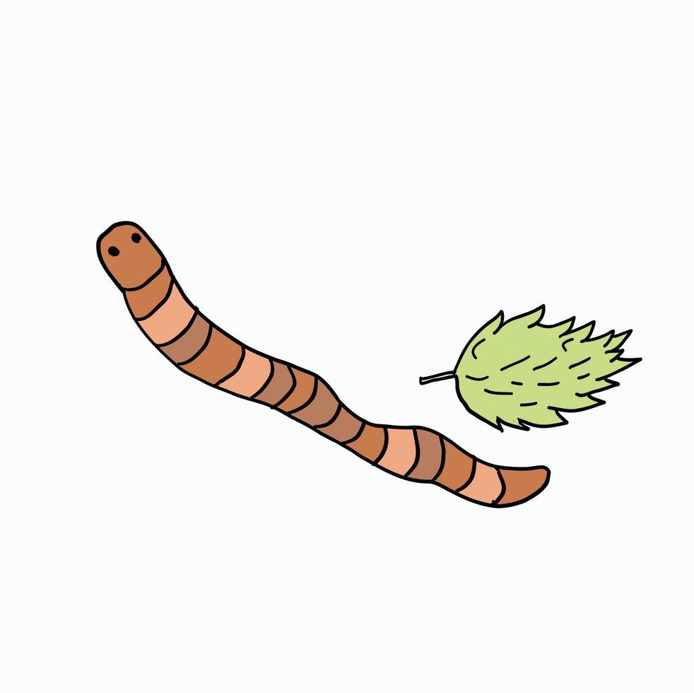 cute Worm insect. Cartoon Style Illustration vector