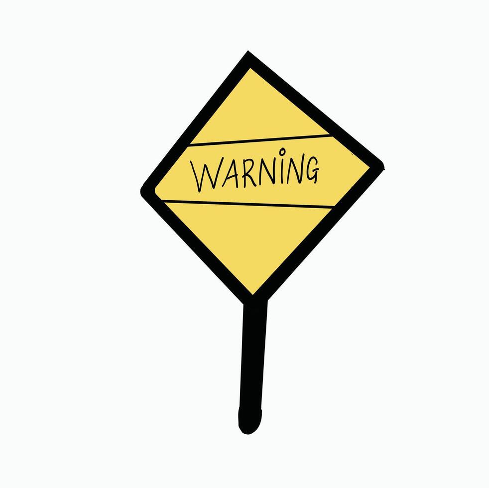 warning sign. Cartoon Style Illustration. White Background vector