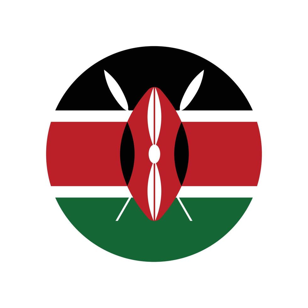 Round Kenya flag icon. National Flag of Kenya badge. Kenya country flags, illustration. vector