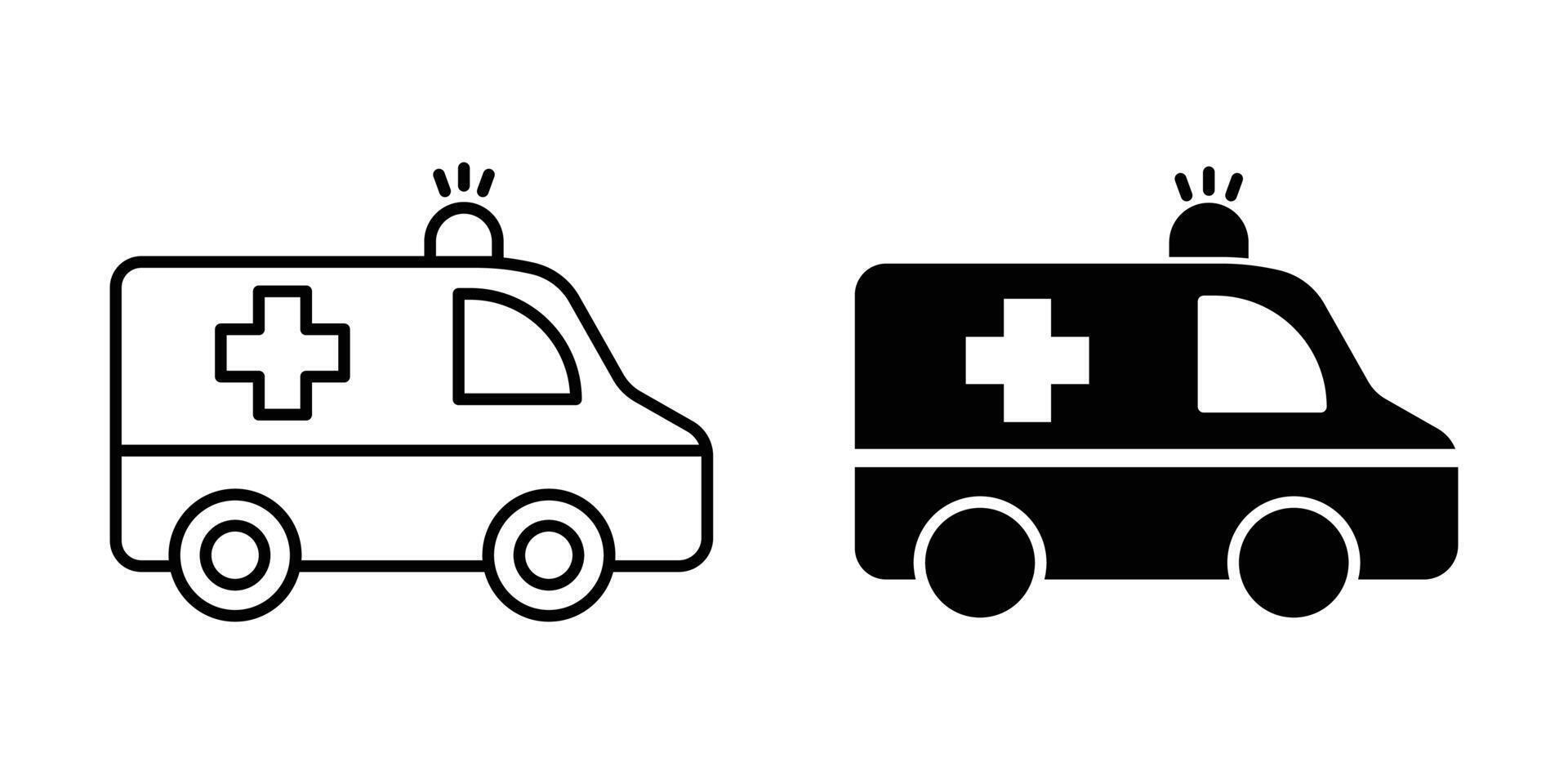 Ambulance icon set, Flashing ambulance car , ambulance service icon, Emergency van sign. vector