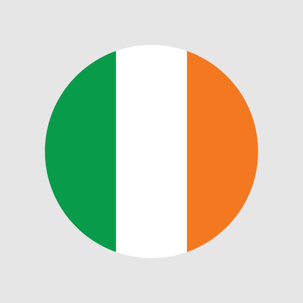 Flag of Ireland. Round Ireland flag icon. Circle icon flag button isolated on white background. vector