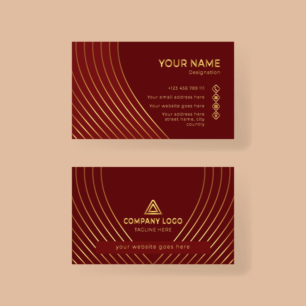 Elegant Red and Gold Business Card Design, Minimalist Business Card Design Template vector