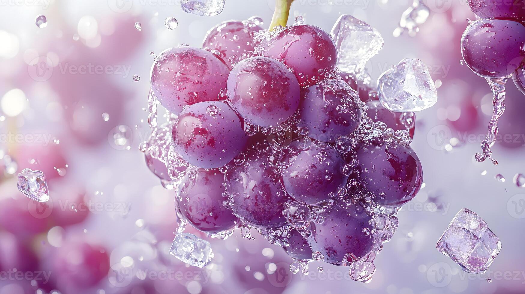 Fresh Grapes Splashing with Water and Ice photo