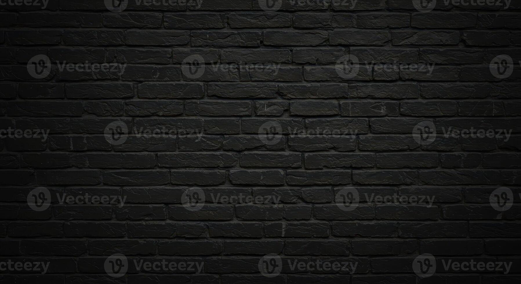 Dark brick wall with a rough texture and a slightly aged appearance, ideal for backgrounds and textures in design projects. photo