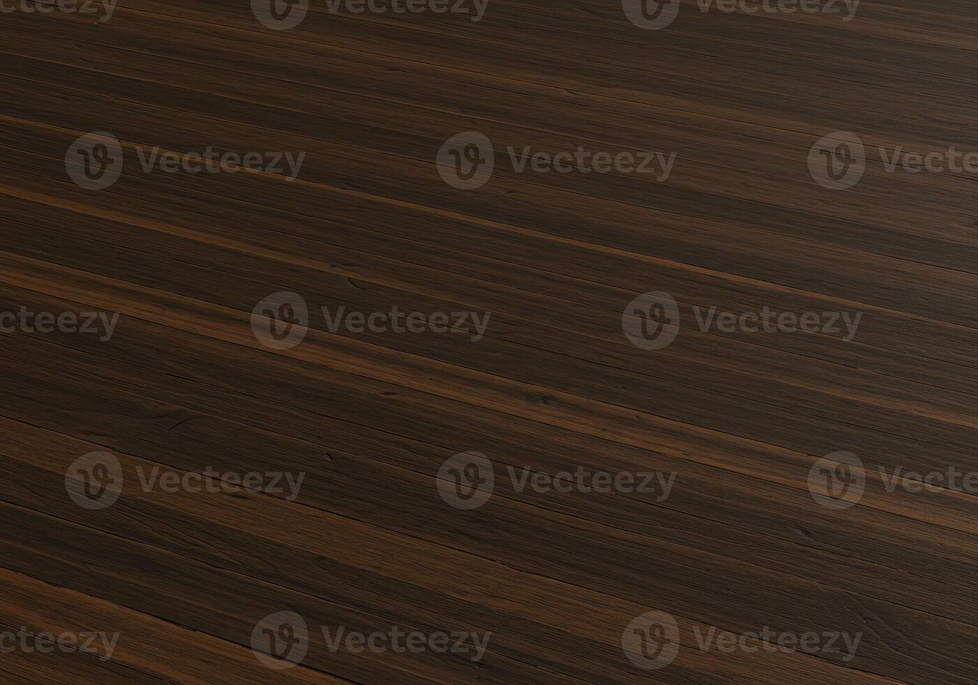 Dark brown wooden floor with a diagonal pattern. The surface has a natural wood grain texture, providing a warm and organic feel. Ideal for interior design mockups. photo