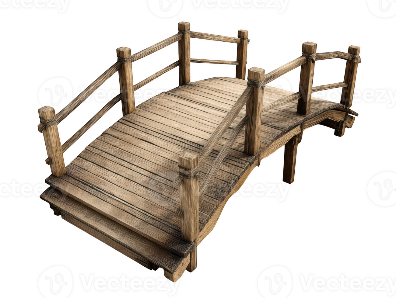 A wooden bridge with a railing on it png