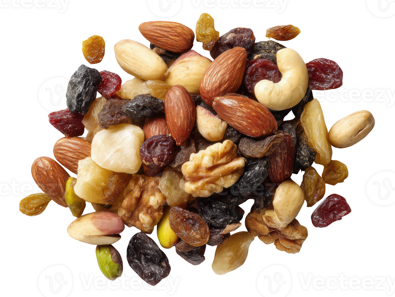 A pile of mixed nuts and dried fruits png