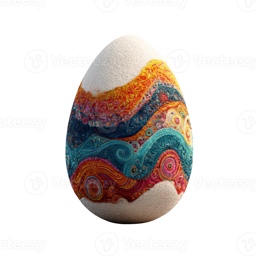An easter egg with colorful designs on it png