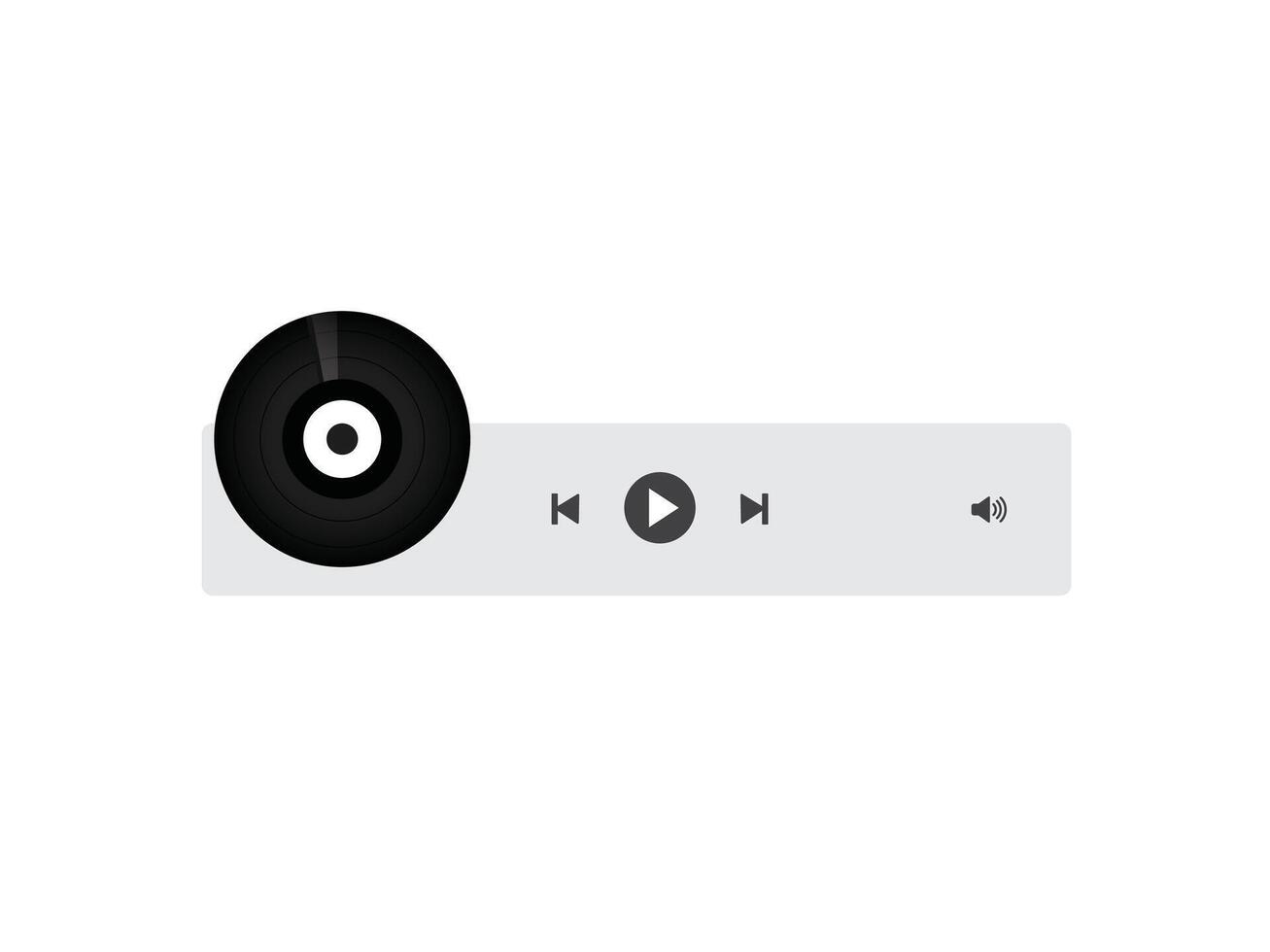 Minimal Vinyl Record Music Player UI with Play Controls vector
