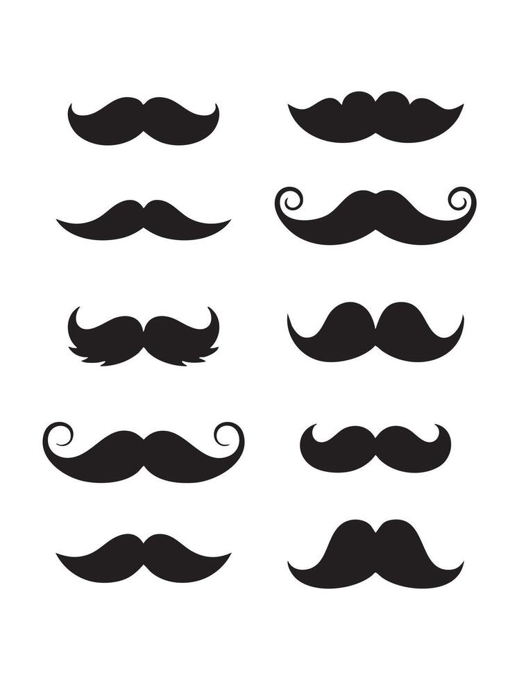 Mustache Silhouette Sets in 5 Styles vector