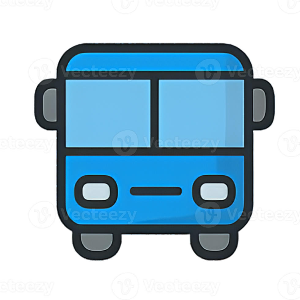 Flat Illustration of a Cartoon-Style Bus Icon with Bold Outlines png