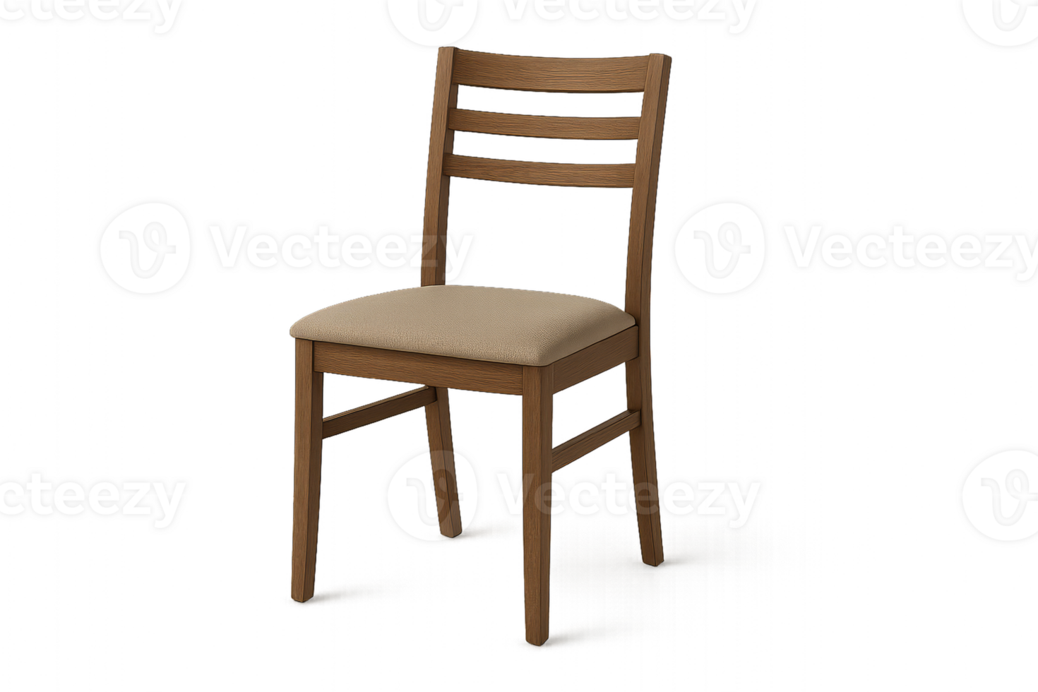 Wooden Dining Chair With Fabric Upholstery in Neutral Color on Display png