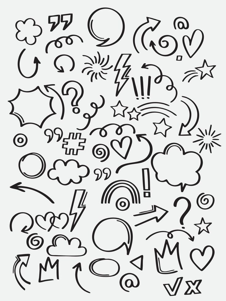 Hand-Drawn Doodle Icons Set Isolated on White Background vector