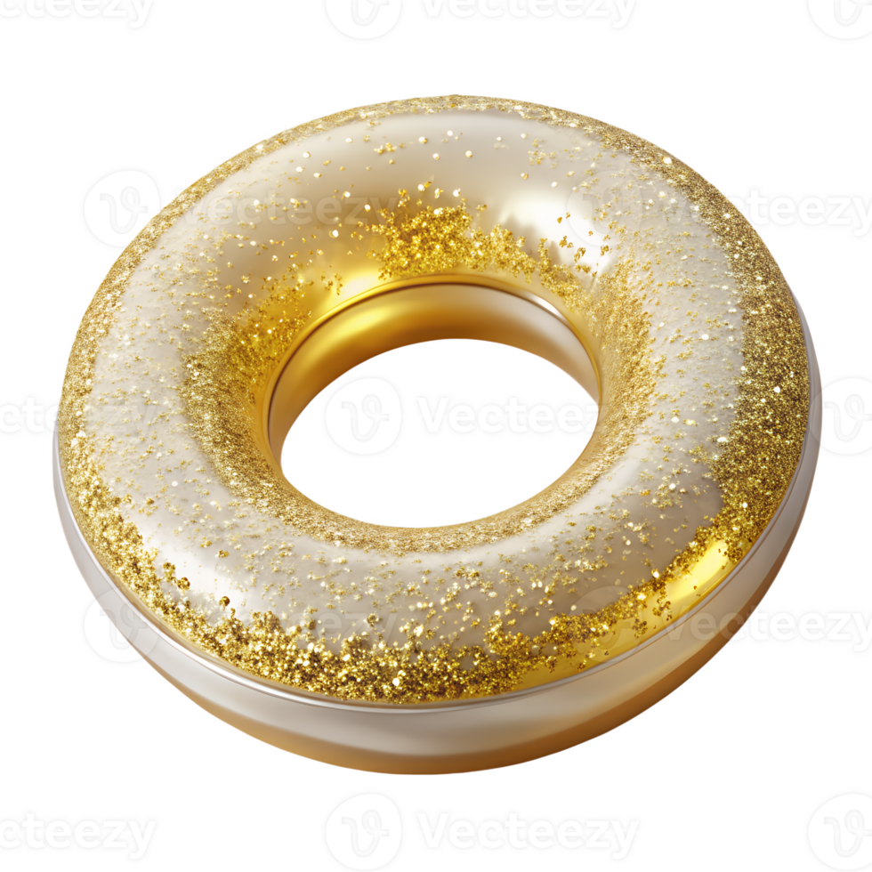 3D inflatable pool float with gold glitter png