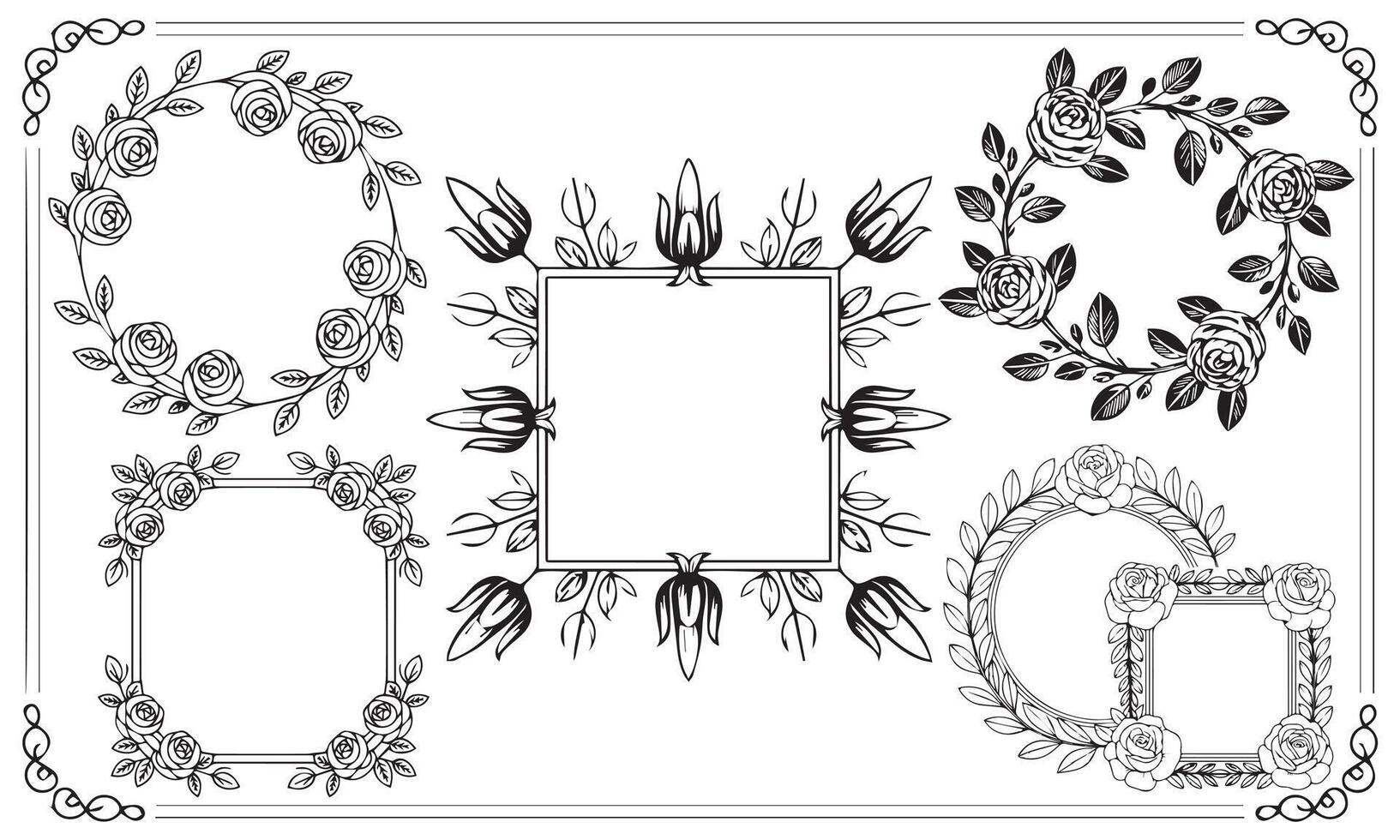 Elegant Floral Borders and Corners for Invitations vector