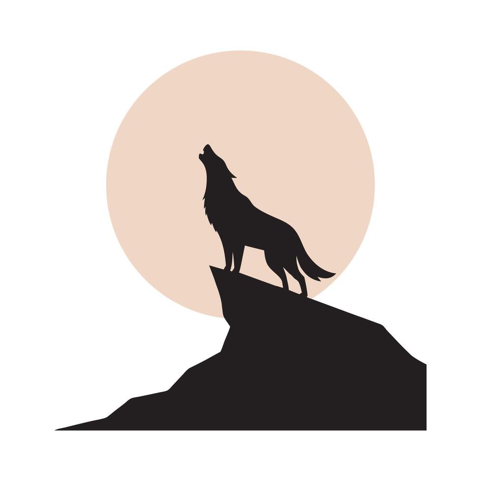 Wolf Howling At Full Moon Night vector