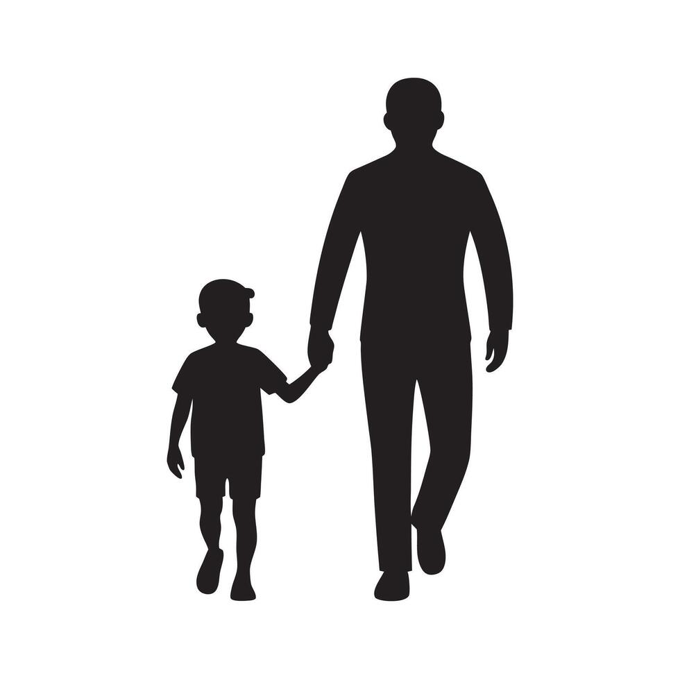 Dad Walking With His Young Kid vector