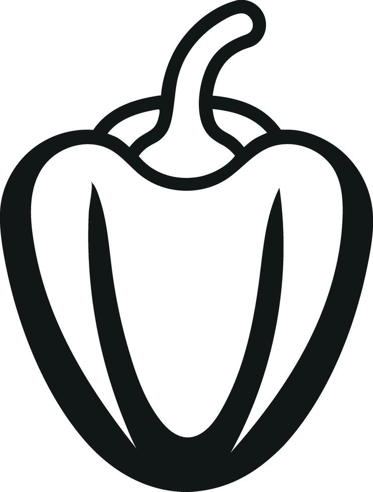 Simple Black and White Bell Pepper Icon Illustration vector