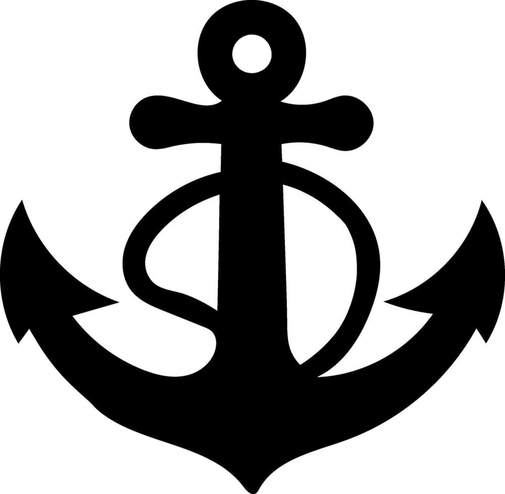 Stylized Black Anchor Icon Nautical Maritime Symbol vector