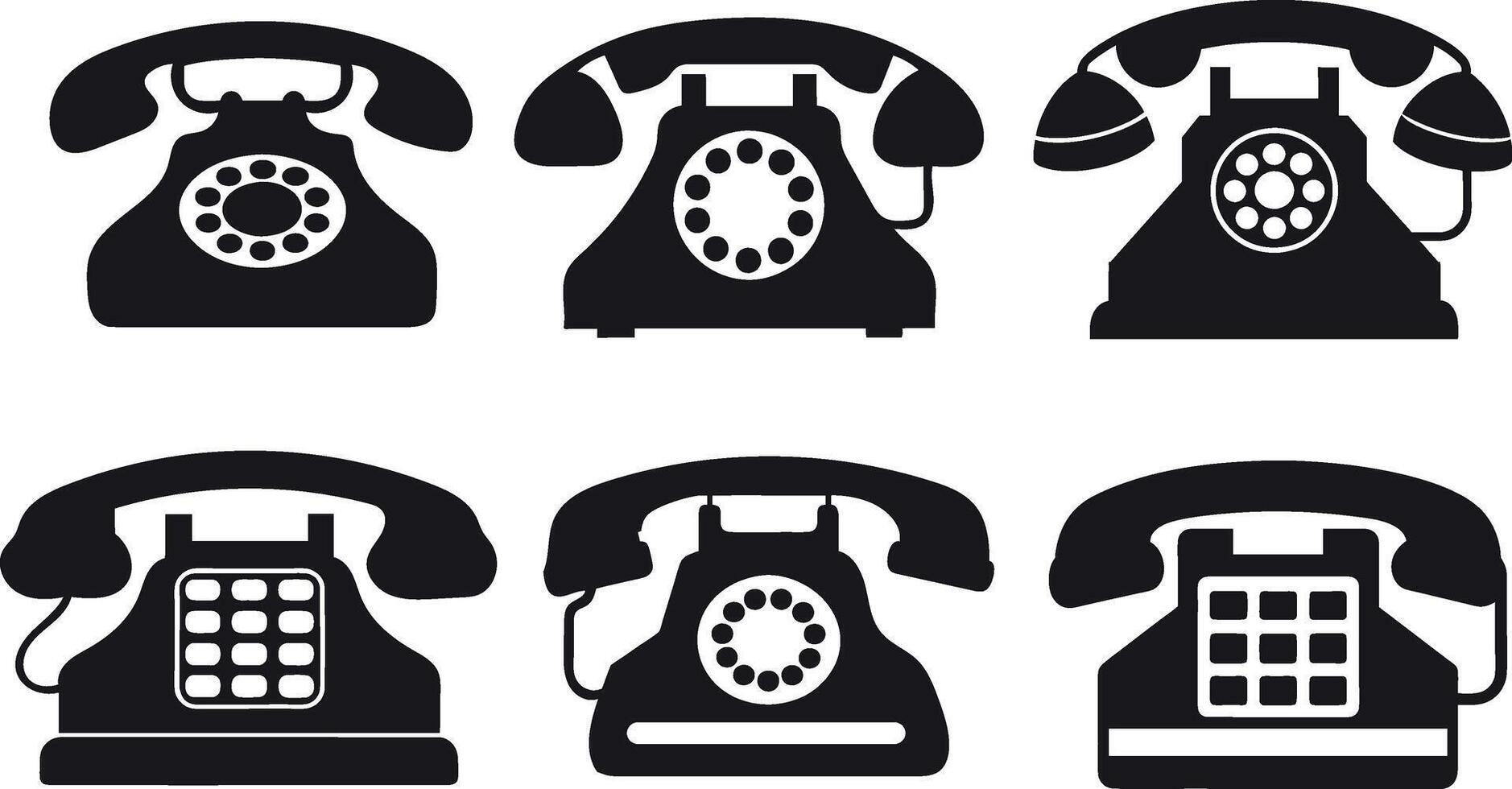 Collection of Vintage Rotary and Push Button Telephones vector