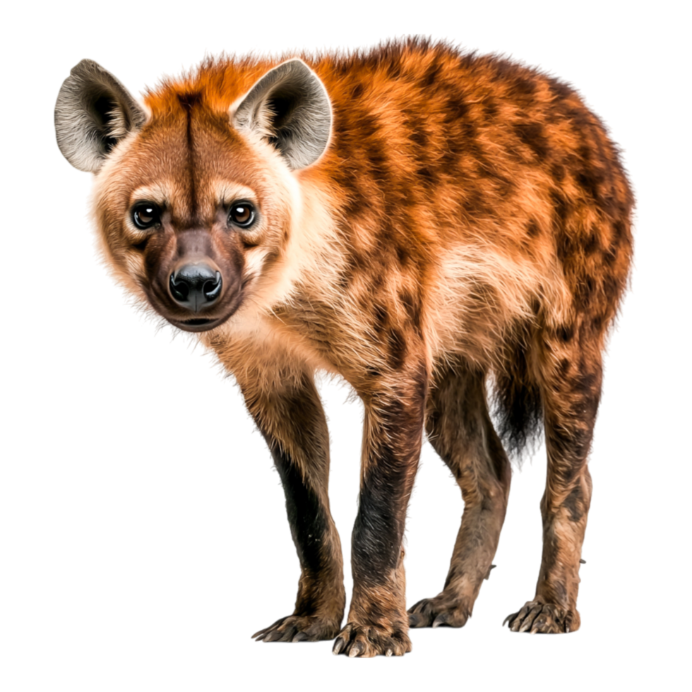 Realistic Hyena Walks on Grass with Detailed Fur and Focused Expressit Sunset png