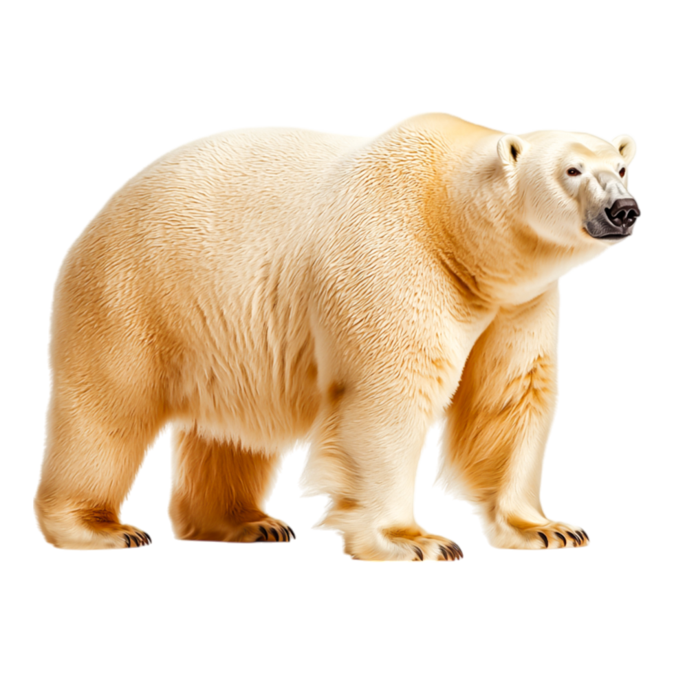 Polar bear standing on ice looking curiously against a plain png