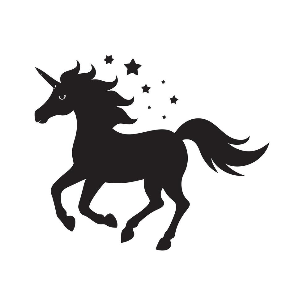 Unicorn Running Through Glowing Star Field vector