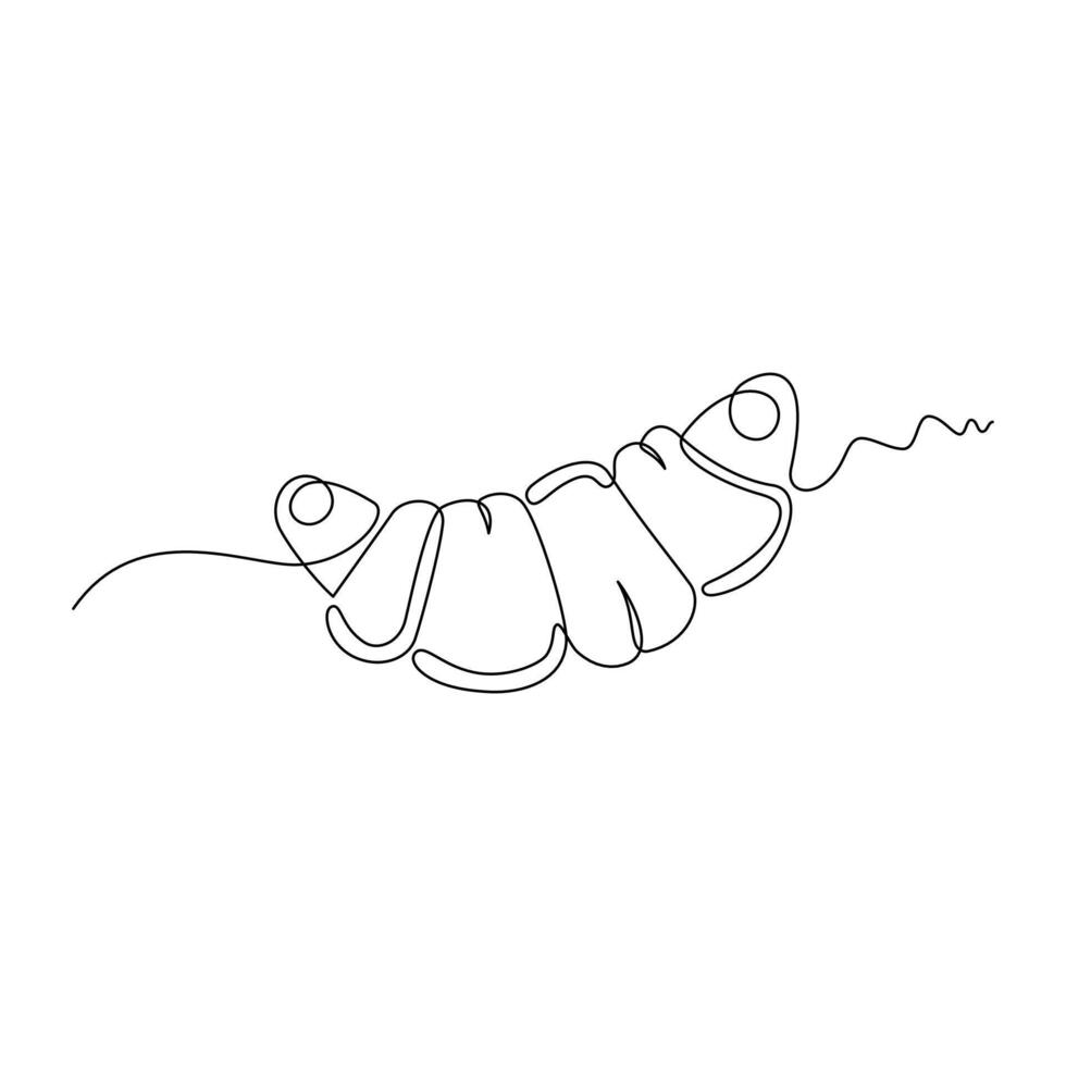 one line art Croissant illustration. line art, one continuous line, simple, hand drawn and sketch style. for icons, symbols, signs or logos vector