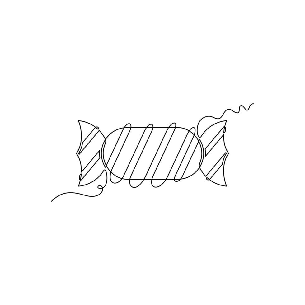 one line art Candy illustration. line art, one continuous line, simple, hand drawn and sketch style. for icons, symbols, signs or logos vector