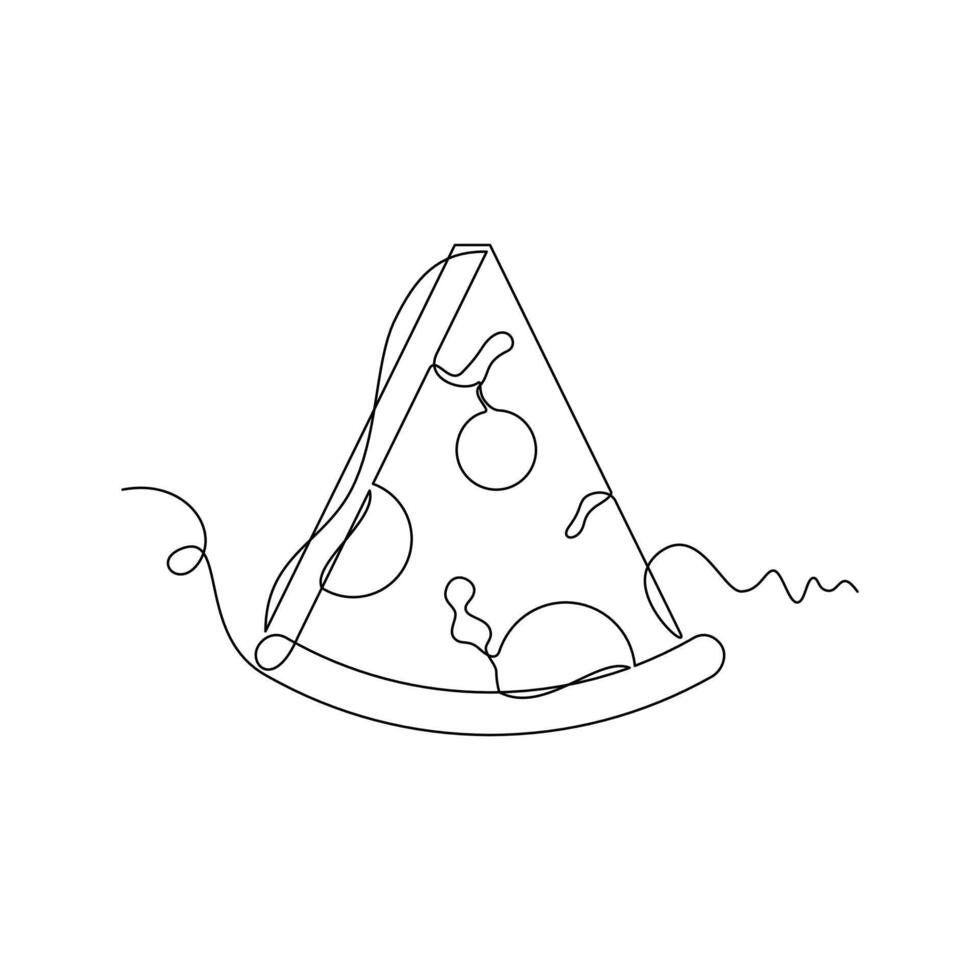 one line art Pizza illustration. line art, one continuous line, simple, hand drawn and sketch style. for icons, symbols, signs or logos vector