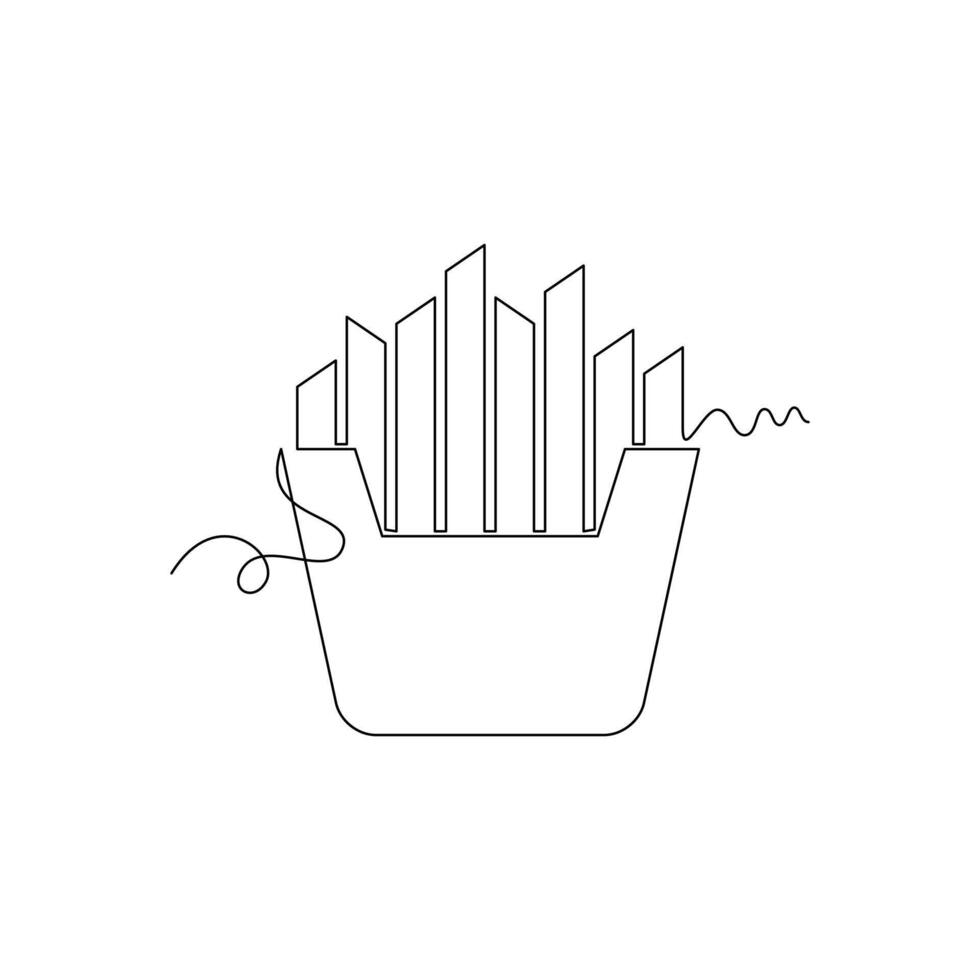 one line art French Fries illustration. line art, one continuous line, simple, hand drawn and sketch style. for icons, symbols, signs or logos vector