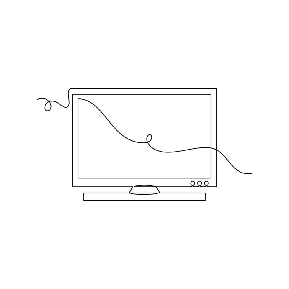 one line art Tv Led illustration. line art, one continuous line, simple, hand drawn and sketch style. for icons, symbols, signs or logos vector