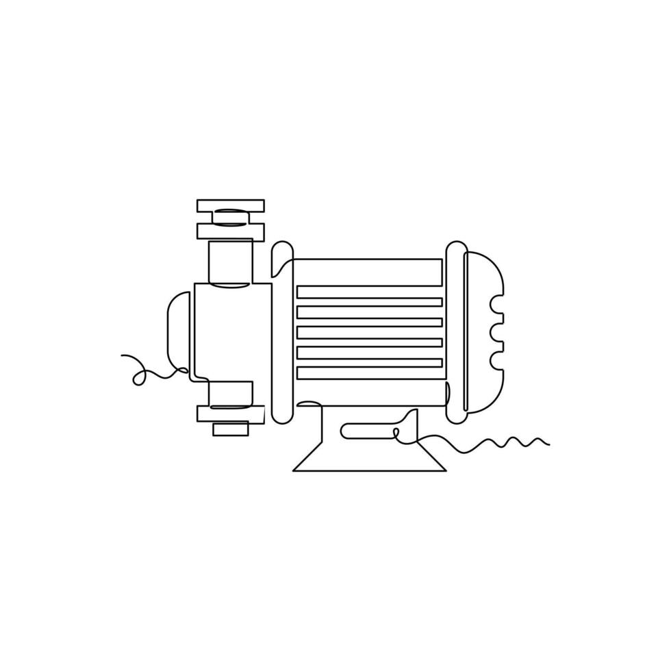 one line art Water Pump illustration. line art, one continuous line, simple, hand drawn and sketch style. for icons, symbols, signs or logos vector
