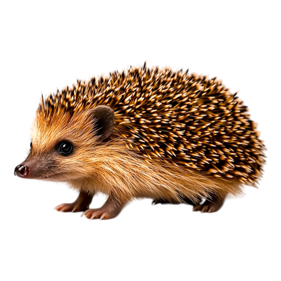 Cute Hedgehog with Spines Walking on in a Studio Setting png