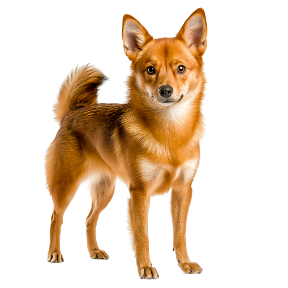 Charming and Playful Dog with Beautiful Red Coat Posing Against png