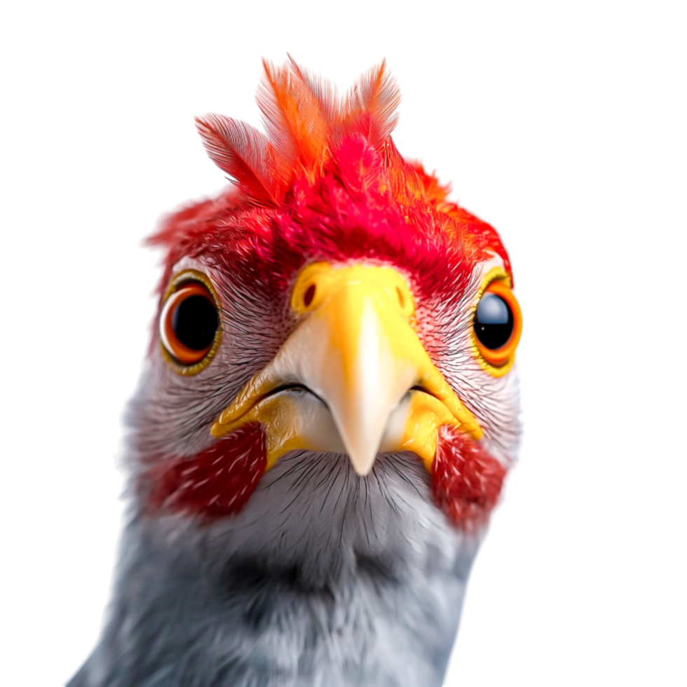 closeup Portrait of Colorful Bird with Bright Red and Yellow Feathers and Sharp Eyes png