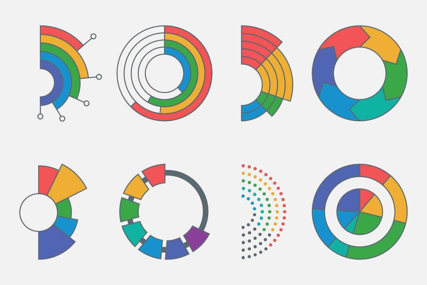 Colorful circle infographic chart elements vector