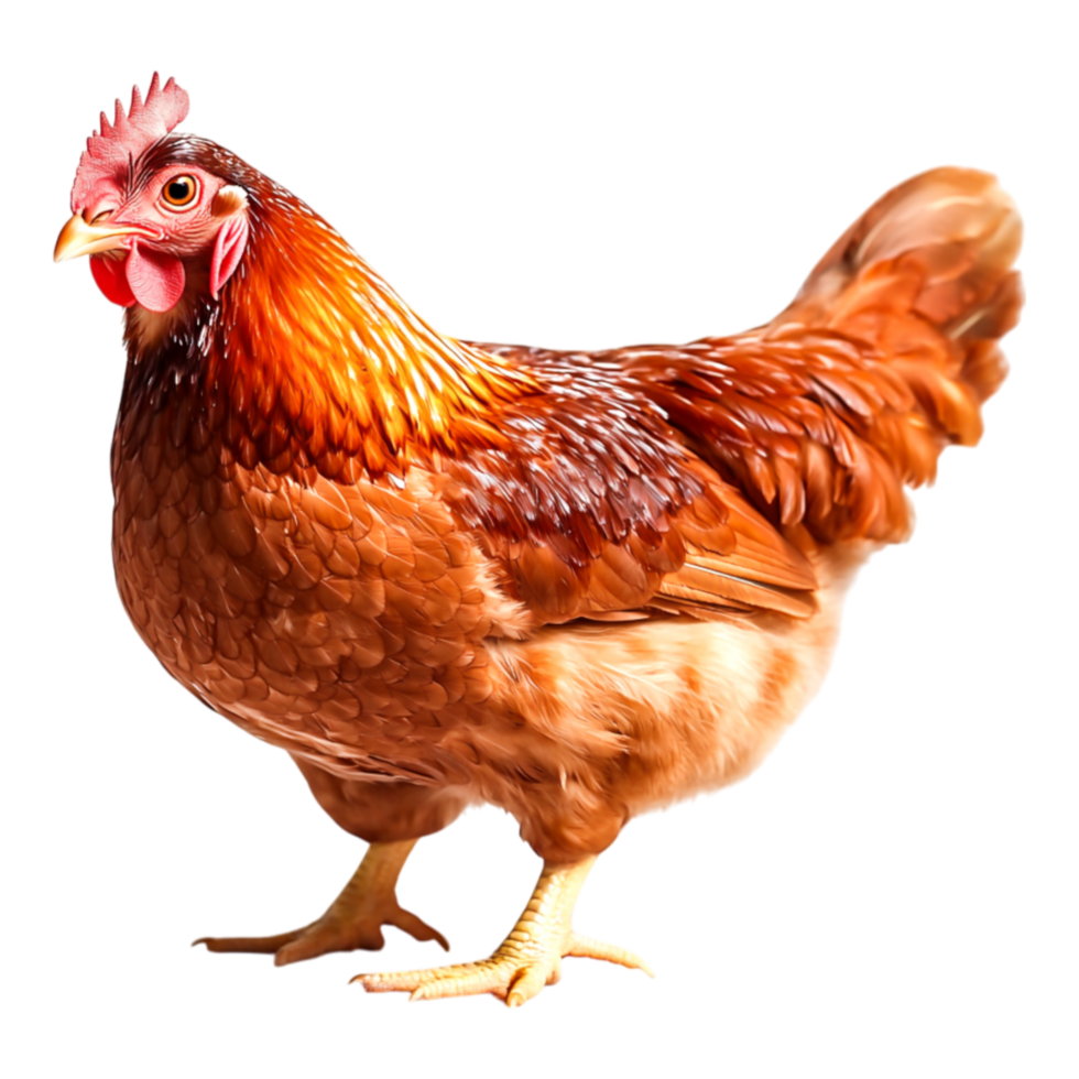 closeup of Beautiful Brown Chicken with Vibrant Feathers in Natural Pose png