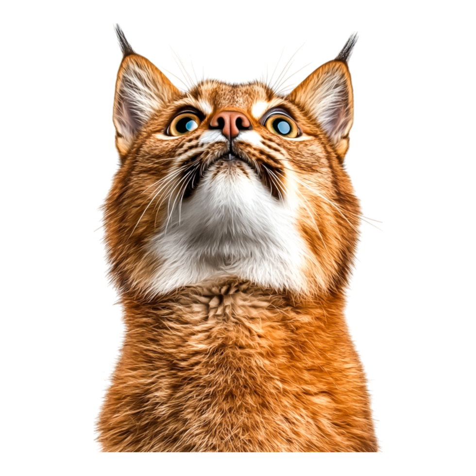 Majestic Lynx with Striking Features and Intense Gaze Against Solid Background png