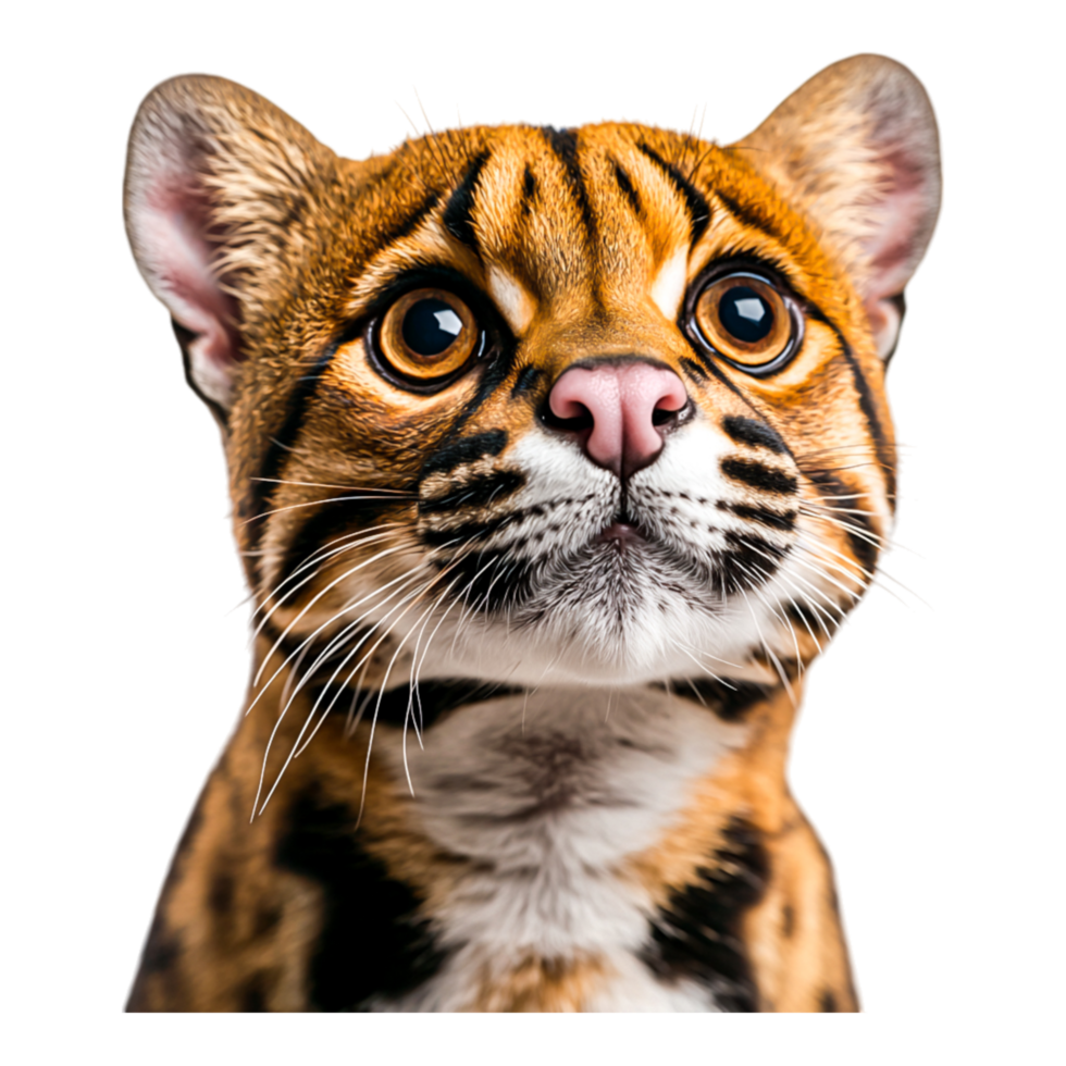 Cute and Curious Animal Face of a Wild Cat with Striking Yellow Eyes and Fur png
